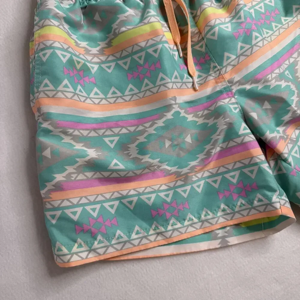 Chubbies Shorts Mens Small Multicolor Aztec Swim Trunks Lined Beach